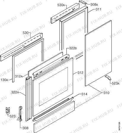 Взрыв-схема плиты (духовки) Zoppas PR591C - Схема узла Door 003